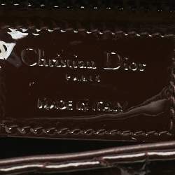Pre Owned Dior Dark Purple Cannage Patent Leather Medium Caro Shoulder Bag
