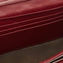 Pre Owned Dior Dark Red Cannage Patent Leather Lady Dior Wallet on Chain