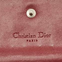 Pre Owned Dior Dark Red Cannage Patent Leather Lady Dior Wallet on Chain