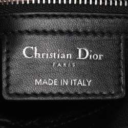 Pre Owned Dior Black/White Sequins and Leather Medium Lady Dior Tote