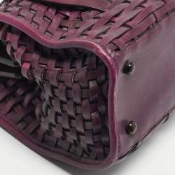 Pre Owned Dior Purple Woven Leather Limited Edition 0025 Samourai 1947 Satchel
