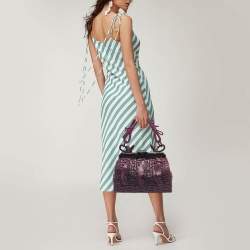 Pre Owned Dior Purple Woven Leather Limited Edition 0025 Samourai 1947 Satchel