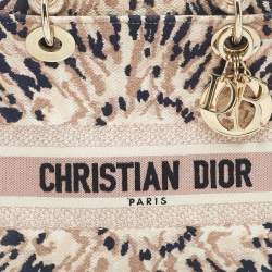 Pre Owned Dior Multicolor Tie-Dye Embroidered Canvas Medium Lady D-Lite Tote