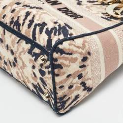 Pre Owned Dior Multicolor Tie-Dye Embroidered Canvas Medium Lady D-Lite Tote