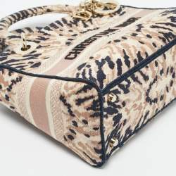 Pre Owned Dior Multicolor Tie-Dye Embroidered Canvas Medium Lady D-Lite Tote