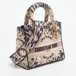 Pre Owned Dior Multicolor Tie-Dye Embroidered Canvas Medium Lady D-Lite Tote