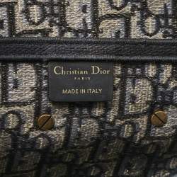 Pre Owned Dior Navy Blue Oblique Canvas Saddle Bag