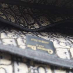 Pre Owned Dior Navy Blue Oblique Canvas Saddle Bag