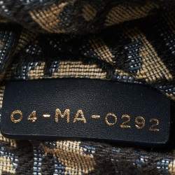 Pre Owned Dior Navy Blue/Natural Rattan and Canvas Medium Lady Dior Tote