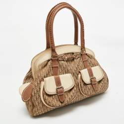 Pre Owned Christian Dior Beige Monogram My Dior Frame Pocket Satchel