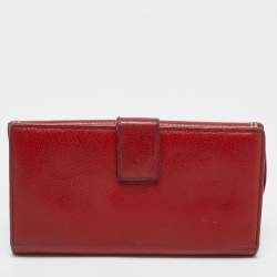 Pre Owned Dior Dark Red Leather Saddle Long Wallet