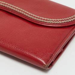 Pre Owned Dior Dark Red Leather Saddle Long Wallet