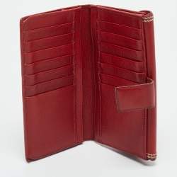 Pre Owned Dior Dark Red Leather Saddle Long Wallet