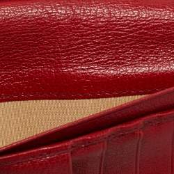 Pre Owned Dior Dark Red Leather Saddle Long Wallet