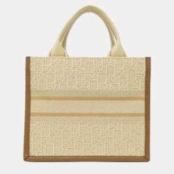 Pre Owned Dior Oblique Book Tote Small Multicolor Fabric Tote Bag