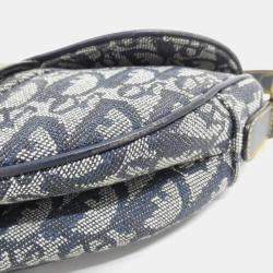 Pre Owned Dior Saddle Blue Canvas Shoulder Bag