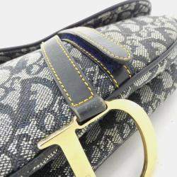 Pre Owned Dior Saddle Blue Canvas Shoulder Bag