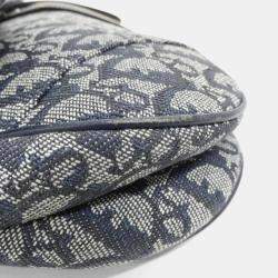 Pre Owned Dior Saddle Blue Canvas Shoulder Bag