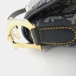 Pre Owned Dior Saddle Blue Canvas Shoulder Bag