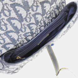 Pre Owned Dior Saddle Blue Canvas Shoulder Bag