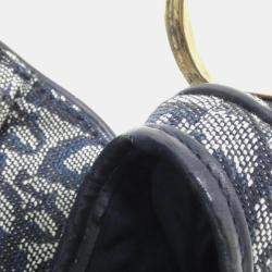 Pre Owned Dior Saddle Blue Canvas Shoulder Bag