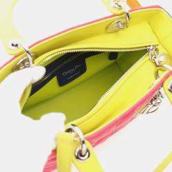 Pre Owned Dior Lady Dior Pink Green Blue Leather Shoulder Bag