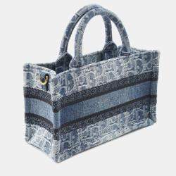 Pre Owned Dior Book Tote Mini Blue Denim Handbag
