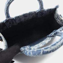 Pre Owned Dior Book Tote Mini Blue Denim Handbag