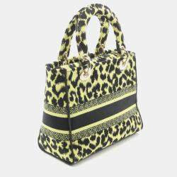 Pre Owned Christian Dior Lady D-Lite Medium Green Black Canvas Handbag