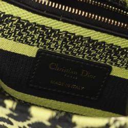 Pre Owned Christian Dior Lady D-Lite Medium Green Black Canvas Handbag