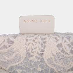 Pre Owned Dior Cream Medium Canvas D Lace Sun Embroidery Book Tote