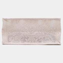 Pre Owned Dior Cream Medium Canvas D Lace Sun Embroidery Book Tote