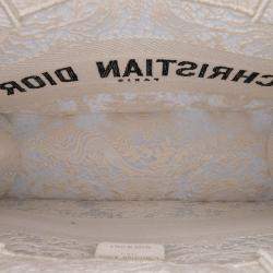 Pre Owned Dior Cream Medium Canvas D Lace Sun Embroidery Book Tote