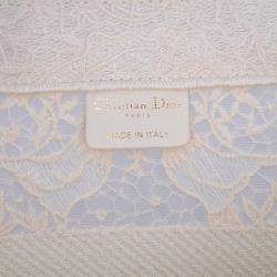 Pre Owned Dior Cream Medium Canvas D Lace Sun Embroidery Book Tote