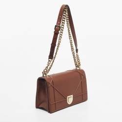 Pre Owned Dior Brown Leather Medium Diorama Flap Shoulder Bag
