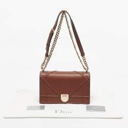 Pre Owned Dior Brown Leather Medium Diorama Flap Shoulder Bag