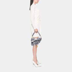 Pre Owned Dior Blue Canvas Embroidered Around the World Saddle Bag