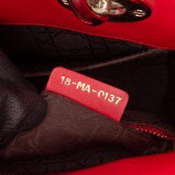 Pre Owned Dior Red Small Lambskin Cannage My ABCDior Lady Dior