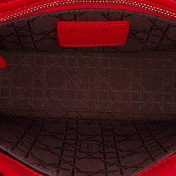 Pre Owned Dior Red Small Lambskin Cannage My ABCDior Lady Dior