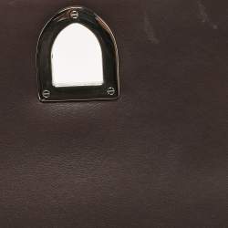 Pre Owned Dior Cacao Patent Leather Medium Diorama Shoulder Bag