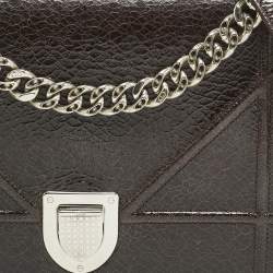 Pre Owned Dior Cacao Patent Leather Medium Diorama Shoulder Bag