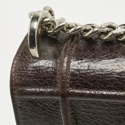 Pre Owned Dior Cacao Patent Leather Medium Diorama Shoulder Bag