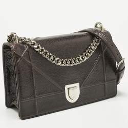 Pre Owned Dior Cacao Patent Leather Medium Diorama Shoulder Bag