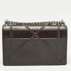 Pre Owned Dior Cacao Patent Leather Medium Diorama Shoulder Bag