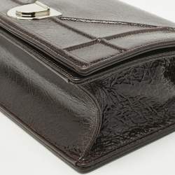 Pre Owned Dior Cacao Patent Leather Medium Diorama Shoulder Bag