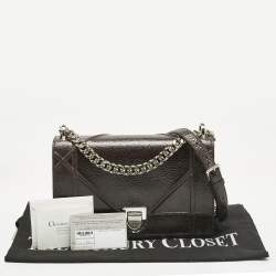 Pre Owned Dior Cacao Patent Leather Medium Diorama Shoulder Bag