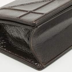 Pre Owned Dior Cacao Patent Leather Medium Diorama Shoulder Bag