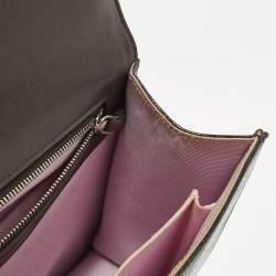 Pre Owned Dior Cacao Patent Leather Medium Diorama Shoulder Bag