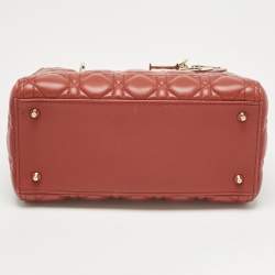 Pre Owned Dior Red Cannage Leather Medium Lady Dior Tote