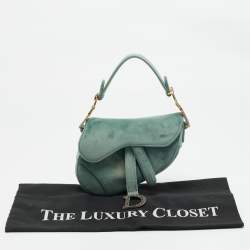 Pre Owned Dior Green Velvet Mini Saddle Bag
